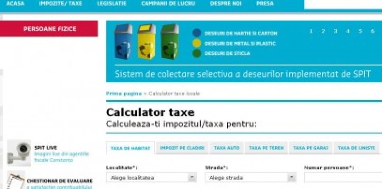 Calculator de impozite şi taxe pe www.spit-ct.ro